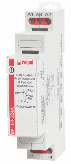 Przekaźnik instalacyjny RELPOL RPI-1ZI-U24A o wysokiej odporności na prąd udarowy