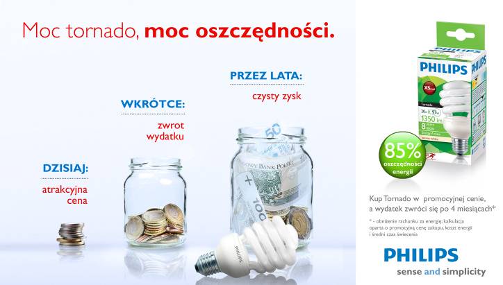 Wielka Promocja Philips – moc oszczędności dzięki świetlówce Tornado Wielka Promocja Philips Tornado