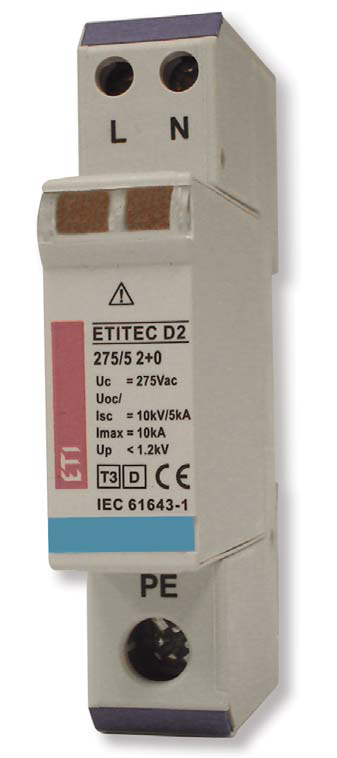 Ogranicznik przepięć Typ 3 - Etitec D2 275/5 2+0