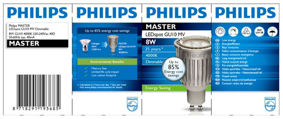 Opakowanie wadliwej lampy Philips Master LEDspot MV GU10 8W