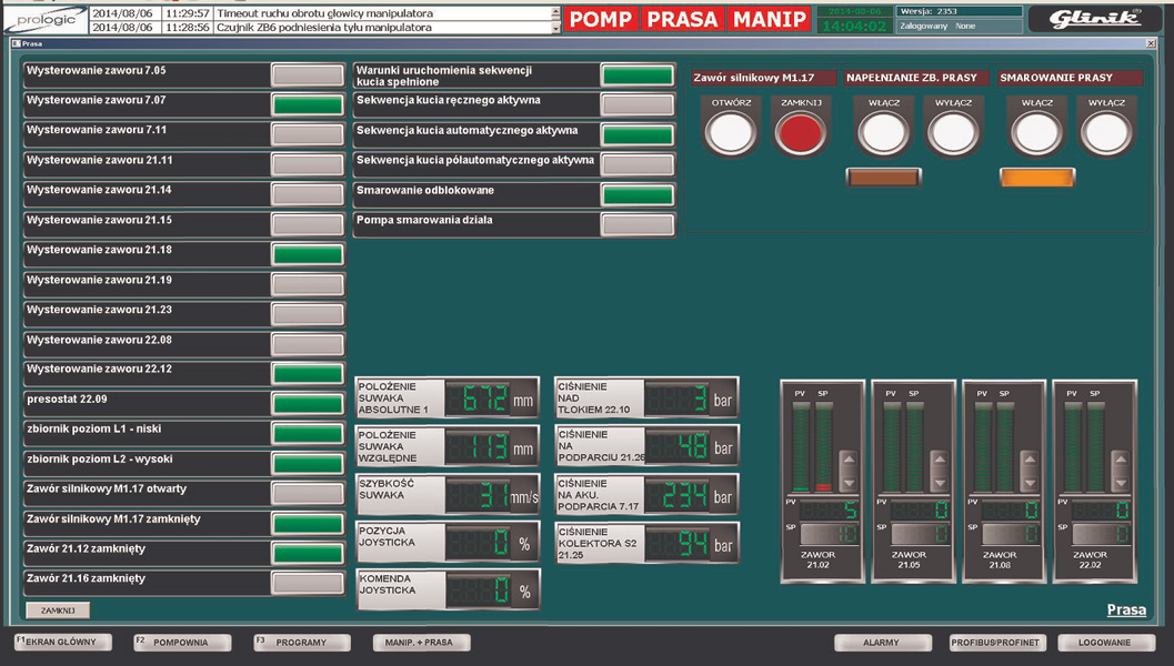 Panel operatora prasy 1600T