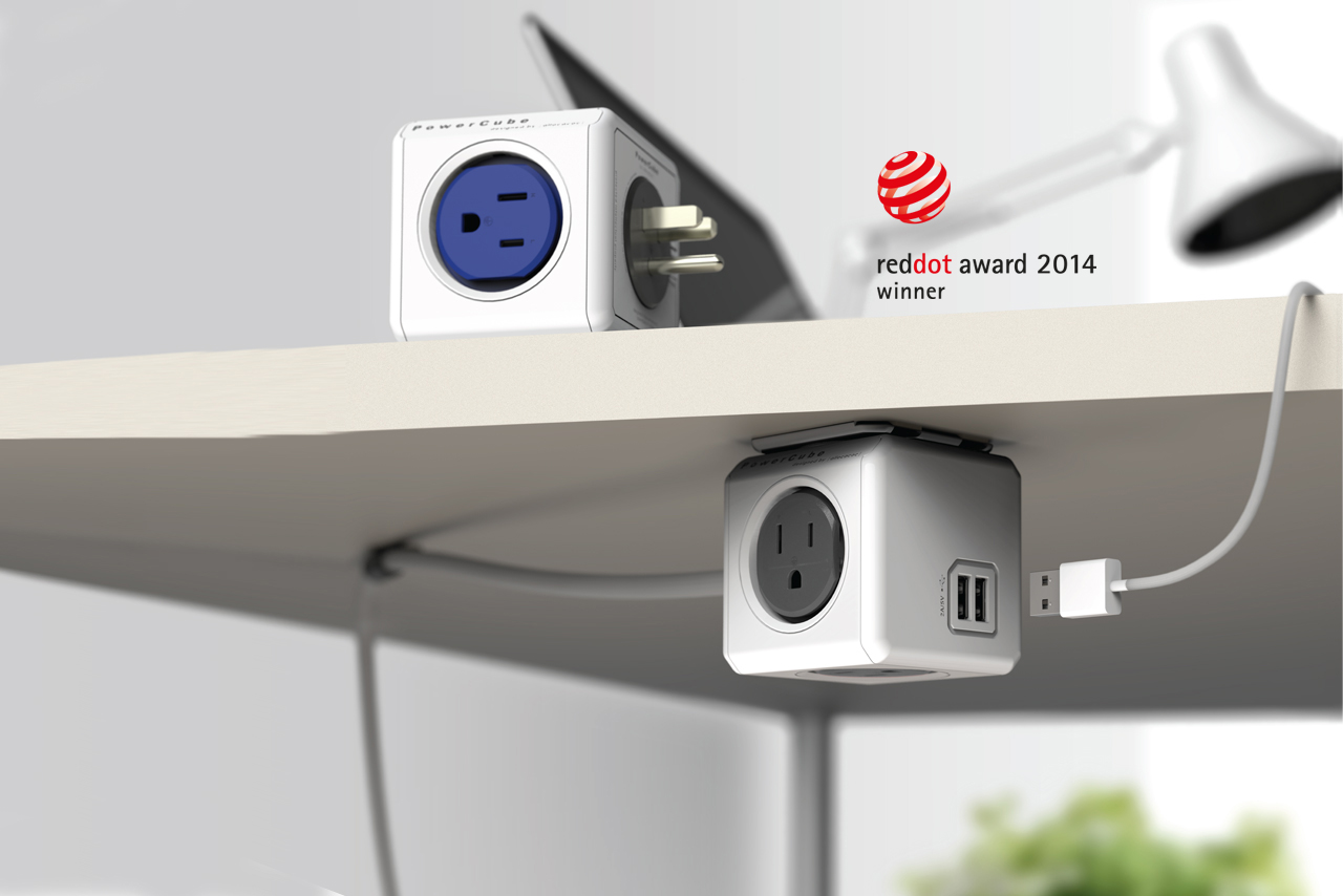 PowerCube stanowi ergonomiczne połączenie listwy zasilającej z ładowarką USB, za kt&oacute;re firma otrzymała w minionym roku prestiżową nagrodę reddot award.