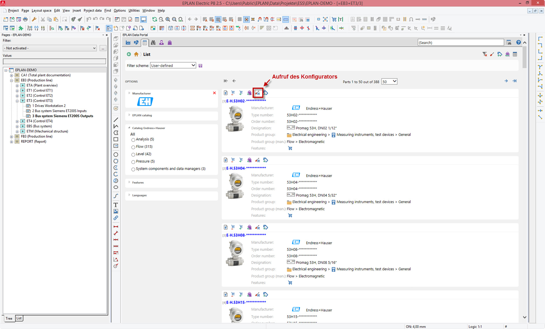 Configurator_selection_in EDP: Konfigurator Endress+Hauser zintegrowany w EPLAN Data Portal zapewnia dodatkowe 1,2 miliona zmiennych Configurator_selection_in EDP: Konfigurator Endress+Hauser zintegrowany w EPLAN Data Portal zapewnia dodatkowe 1,2 miliona zmiennych
