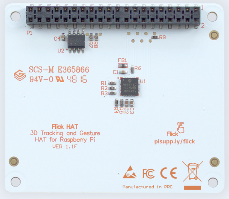 Nakładka Flick HAT do śledzenia ruchu 3D i obsługi gest&oacute;w w Raspberry Pi oraz urządzeniach z interfejsem 12C