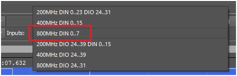  fot. 11 Wyb&oacute;r opcji 800 MS/s ogranicza wejścia tylko do pin&oacute;w 0&ndash;7.