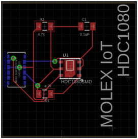 Projekt płytki modułu czujnika wilgotności HDC1080 Projekt płytki modułu czujnika wilgotności HDC1080
