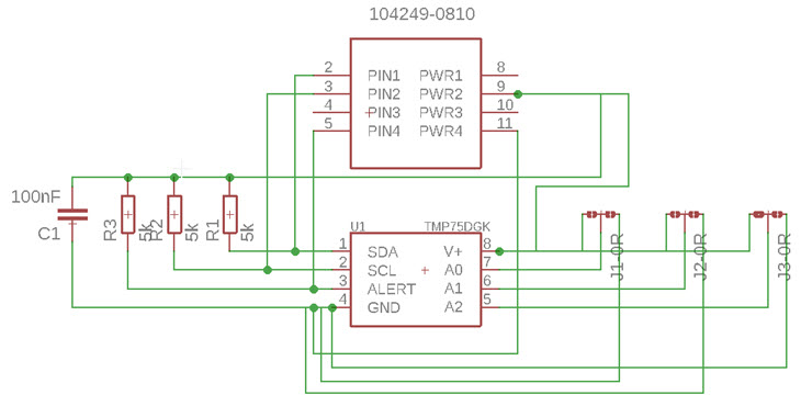 Schemat modułu temperatury TMP75 Schemat modułu temperatury TMP75