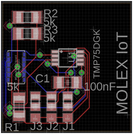 Projekt płytki czujnika temperatury TMP75 Projekt płytki czujnika temperatury TMP75