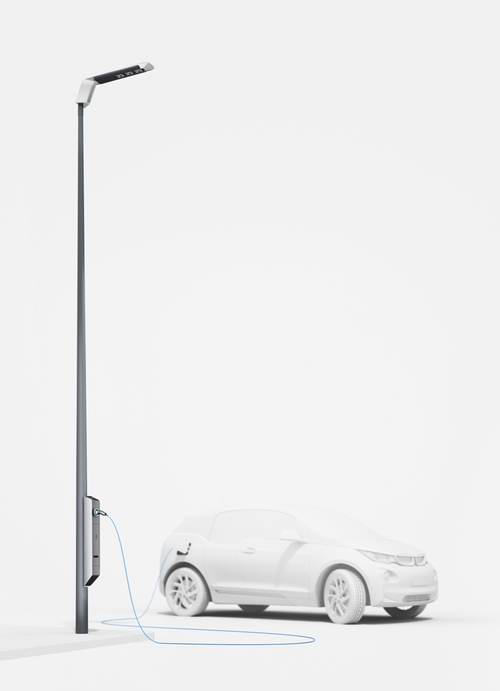 BMW zaprojektował latarnie uliczne z gniazdkami do ładowania samochodów elektrycznych.