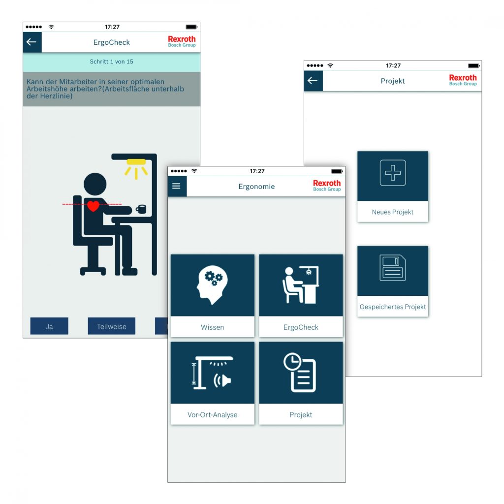 Aplikacja Bosch Rexroth Fit4Ergonomics umożliwia proste optymalizowanie stanowisk pracy pod względem ergonomicznym