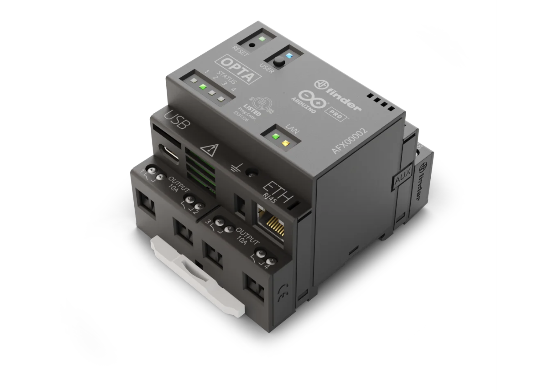 Arduino Opta Wireless zawiera cztery przekaźniki, z kt&oacute;rych każdy może przełączać obciążenia do 2,3 kW (źr&oacute;dło: Arduino)