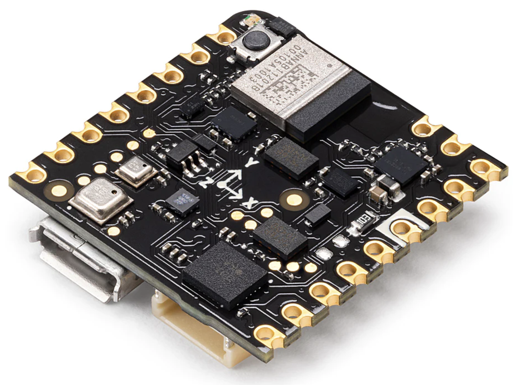 Malutka płytka Arduino Nicla Sense ME ma wymiary zaledwie 22,86 mm &times; 22,86 mm (źr&oacute;dło: Arduino)