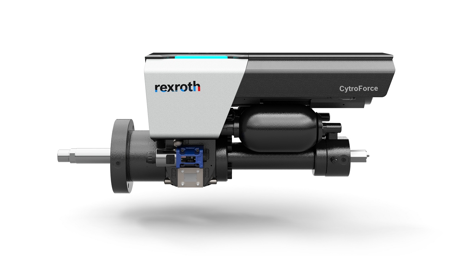 Samodzielny siłownik CytroForce-M firmy Bosch Rexroth charakteryzuje się prostą konstrukcją i zapewnia pełną gęstość mocy systemów hydraulicznych. (Źródło ilustracji: Bosch Rexroth AG)