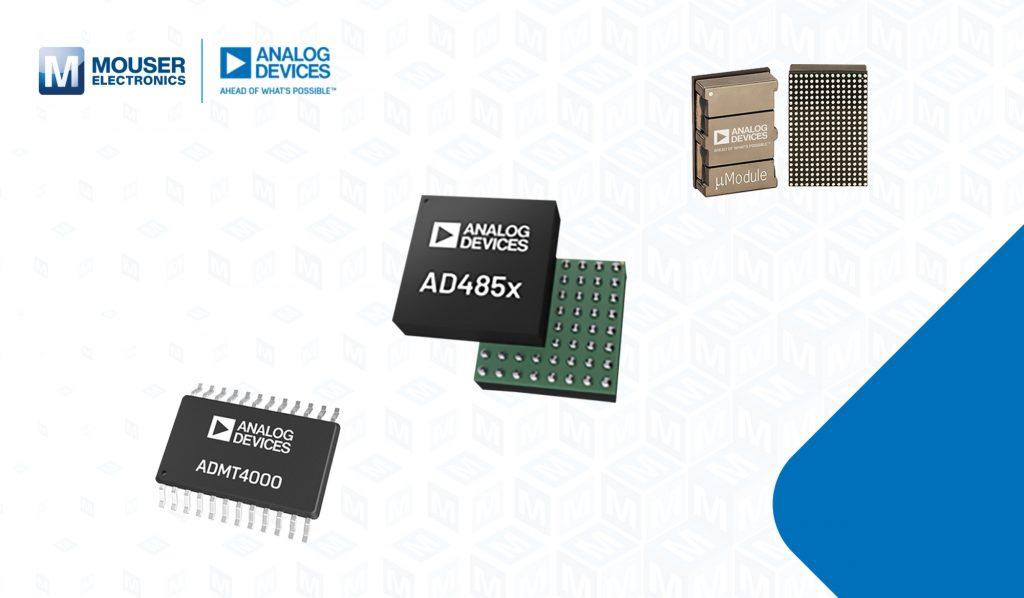Rozwiązania Analog Devices do konwersji danych, zarządzania energią i kondycjonowania sygnałów w ofercie Mouser Electronics