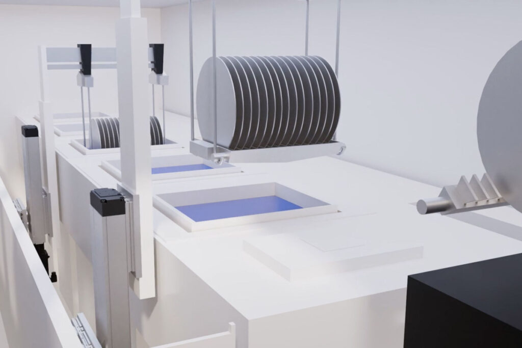 Czyszczenie partii waferów za pomocą mechatronicznego systemu wieloosiowego, w tym silnika, napędu i sterowania (fot. Bosch Rexroth AG) Czyszczenie partii waferów za pomocą mechatronicznego systemu wieloosiowego, w tym silnika, napędu i sterowania (fot. Bosch Rexroth AG)