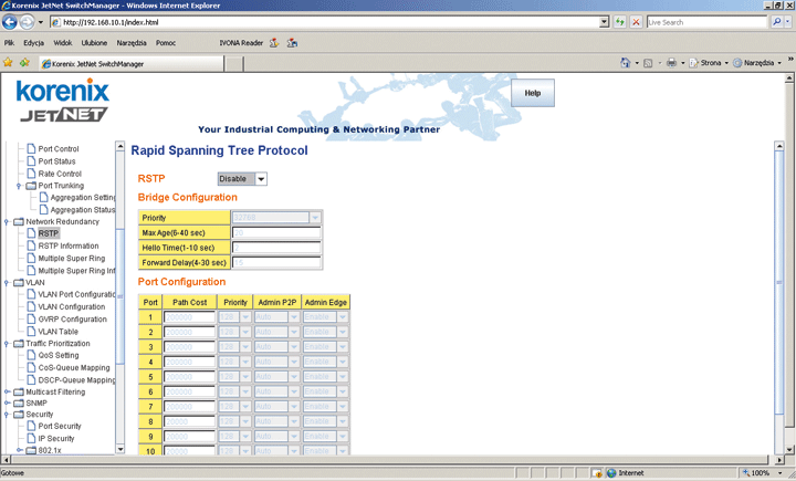 Opcja &bdquo;Rapid Spanning Tree Protocol&rdquo;