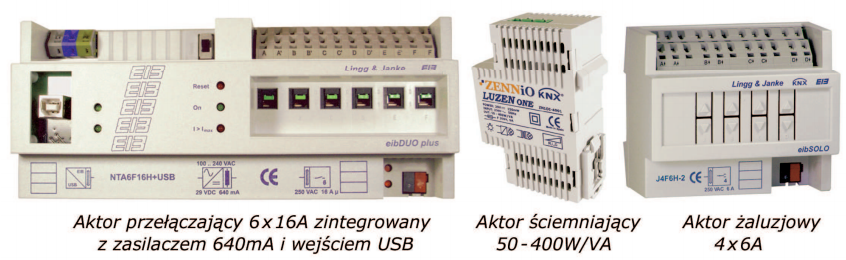 Rys. 8. Przykładowe moduły KNX/EIB do montażu w rozdzielnicy