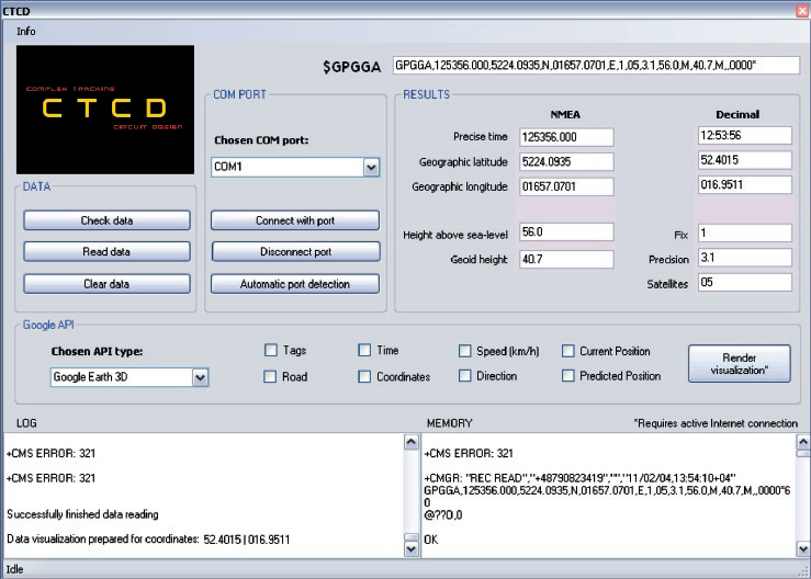 Main window of CTC D Application (Gł&oacute;wne okno aplikacji CTC D)