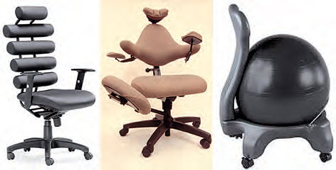 Rys. 13. Przykłady nowatorskich ergonomicznych krzeseł przyszłości