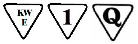 Rys. 1. Znaki KWE, 1 oraz Q