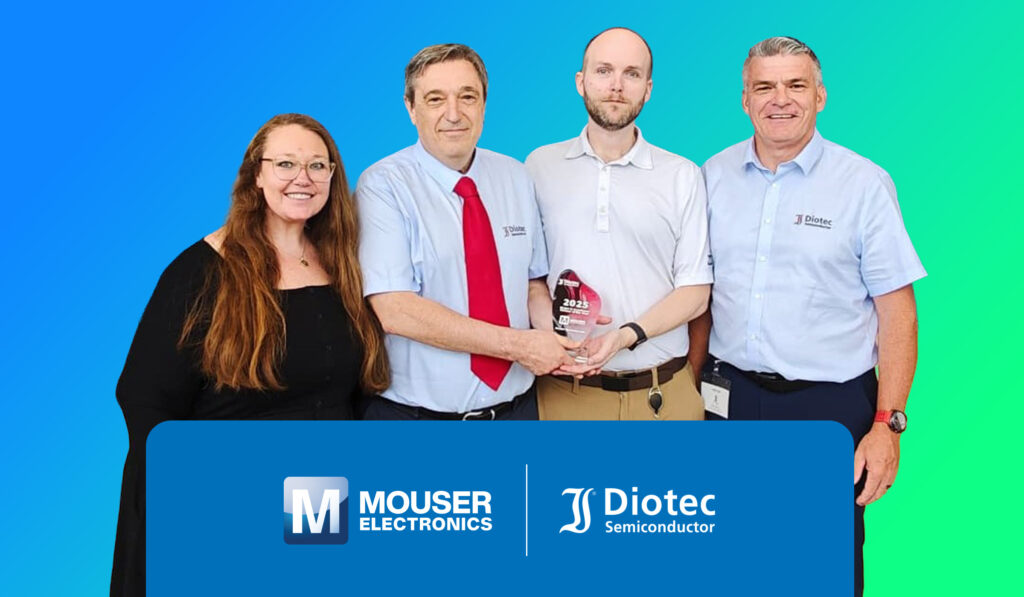Firma Mouser Electronics została uhonorowana przez Diotec Semiconductor tytułem „Global E-Commerce Partner of the Year 2025” Firma Mouser Electronics została uhonorowana przez Diotec Semiconductor tytułem „Global E-Commerce Partner of the Year 2025”