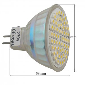 Żarówka ledowa MR16 Biała ciepła 230V 3.5W (46W) – 60×3528 SMD, 240LM, 3000K - LEDON TIME
