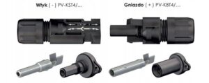 Zestaw Multi-Contact Konektor Solarny Gniazdo MC4 i wtyk MC4 dla przekrojów 4 mm2 oraz 6 mm2