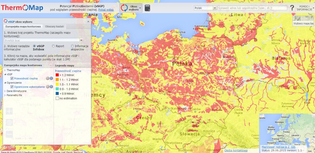 Mapa potencjału płytkiej geotermii w polskiej wersji językowej