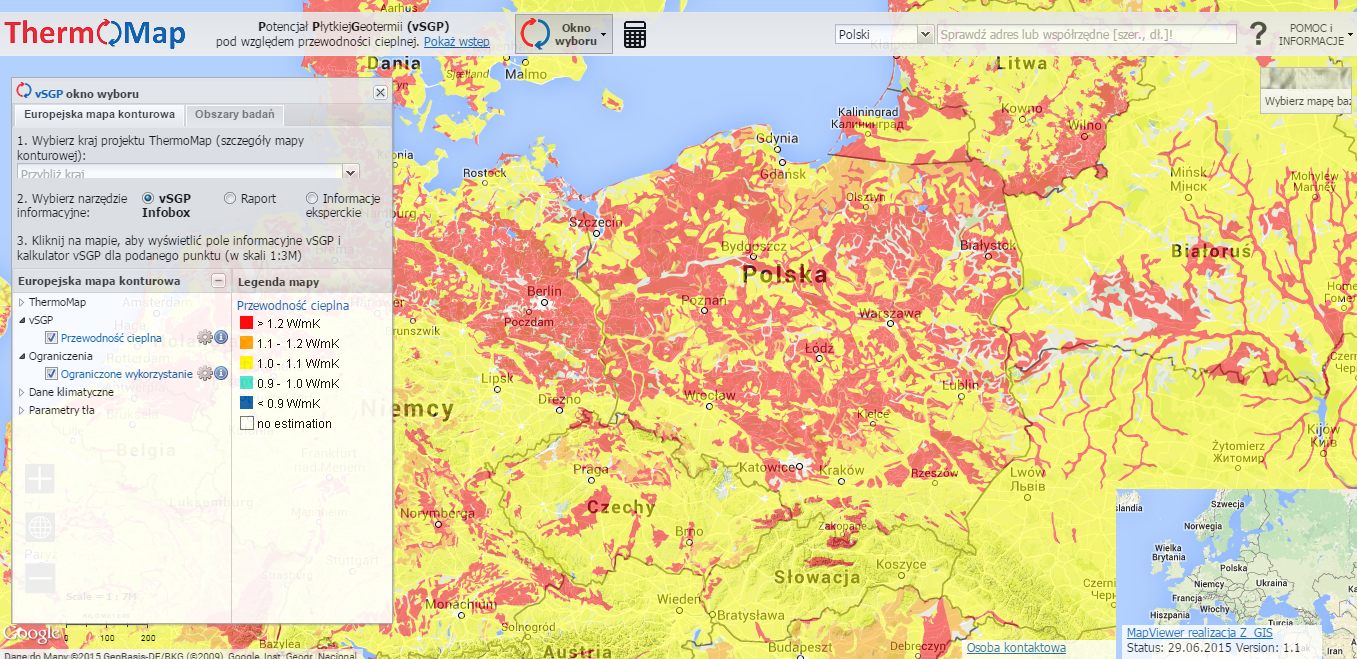 Mapa potencjału płytkiej geotermii w polskiej wersji językowej