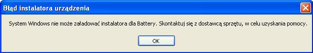 System Windows nie może załadować instalatora dla Battery