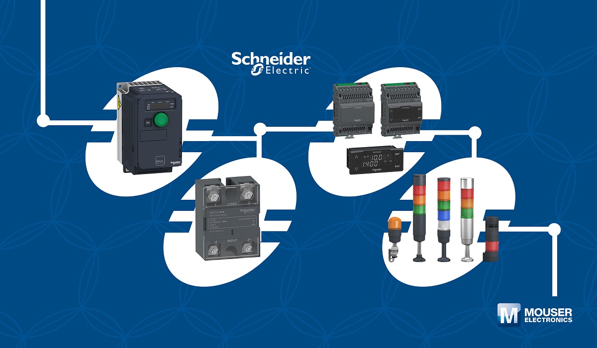 Mouser Electronics dostarcza szeroką gamę rozwiązań przemysłowych Schneider Electric