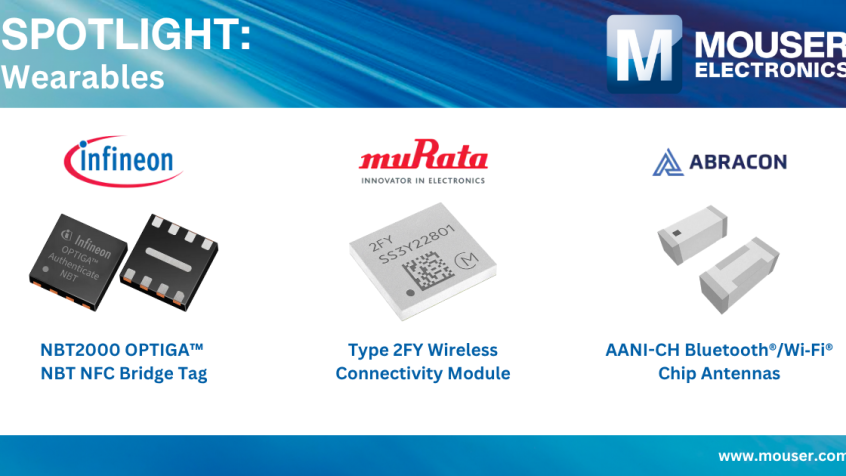Mouser rozszerza portfolio urządzeń wearables do noszenia o kompaktowe, energooszczędne i wydajne komponenty elektroniki do noszenia