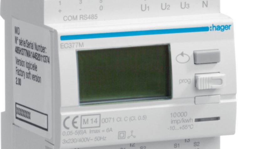 EC377M 3-fazowy licznik kWh z MID, pomiar przekładnikowy, Modbus