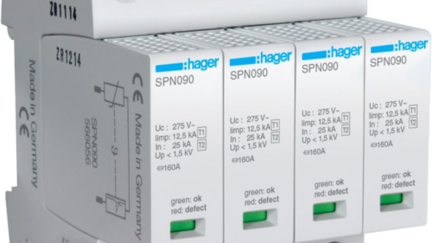 Ogranicznik przepięć (SPD) Hager SPN901 4P MOV T1+T2, 12,5 kA, TN-S