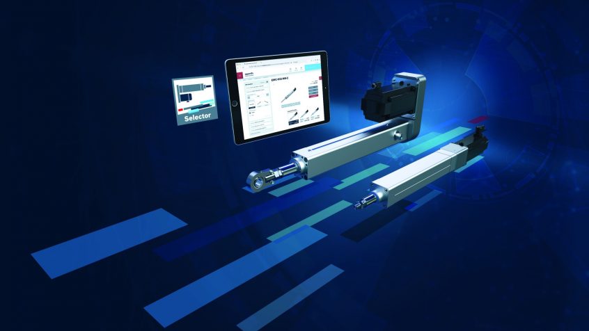 Konfigurator cylindrów elektromechanicznych, który jest zintegrowany ze stroną internetową, znacznie przyspiesza proces projektowania. Wkrótce zostaną udostępnione dodatkowe konfiguratory. (Źródło ilustracji: Bosch Rexroth AG)
