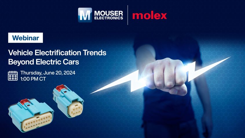 Mouser Electronics i Molex sponsorują bezpłatny webinarium na temat najnowszych trendów w elektryfikacji pojazdów