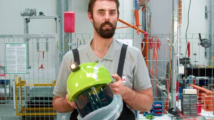 Nowy hełm ochronny Hubix z lampą Mactronic chronią życie elektromonterów