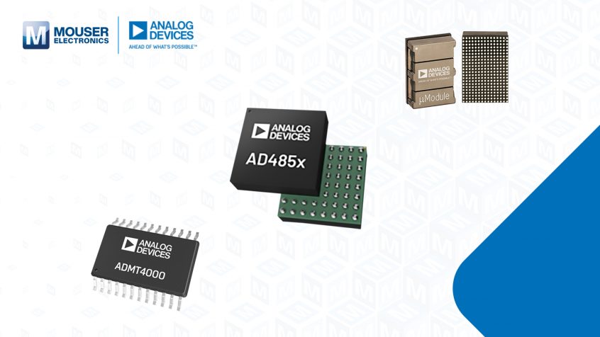 Rozwiązania Analog Devices do konwersji danych, zarządzania energią i kondycjonowania sygnałów w ofercie Mouser Electronics