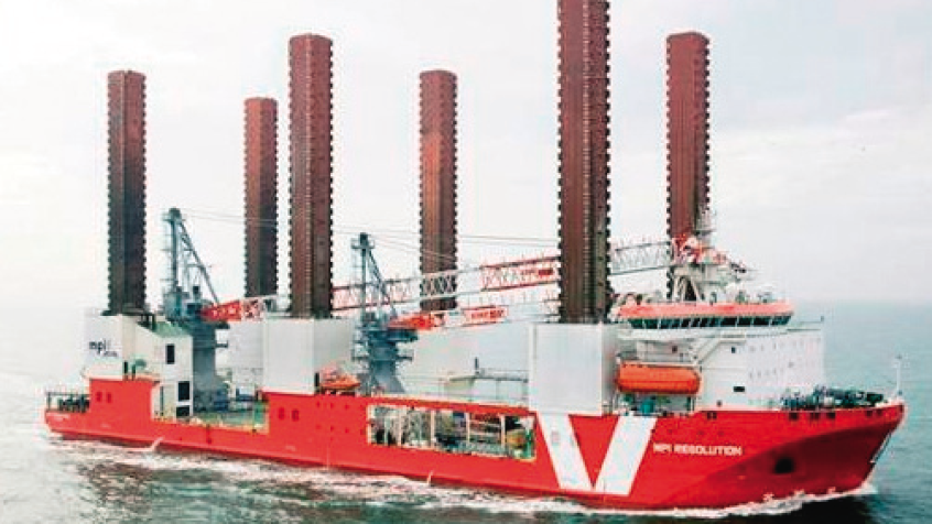 Statek do obsługi elektrowni wiatrowych z systemem „jack-up”