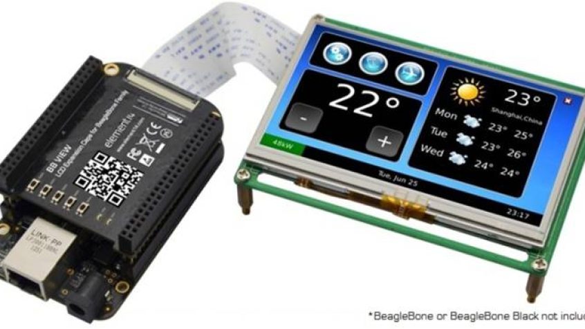 Nakładka z ekranem dotykowym LCD dla płytek ewaluacyjnych z rodziny BeagleBone
