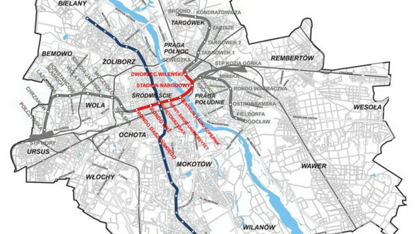 Plan nowej linii metra w Warszawie