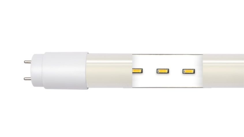 Przekrój liniowej lampy T8 LED SMD o wymiarach klasycznej świetlówki