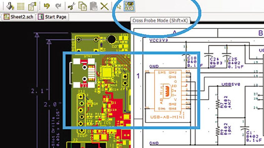Funkcja Cross Probe (Sonda krzyżowa) w oprogramowaniu DesignSpark PCB 6.0
