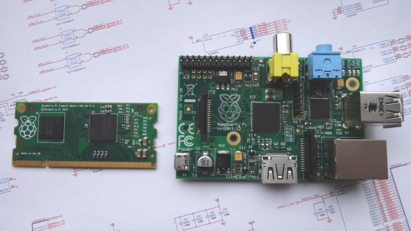 Raspberry Pi i Compute Module (po lewej)