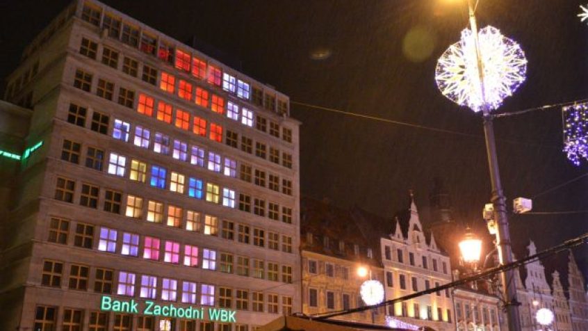 P.I.W.O. Light Show na budynku BZWBK we Wrocławiu